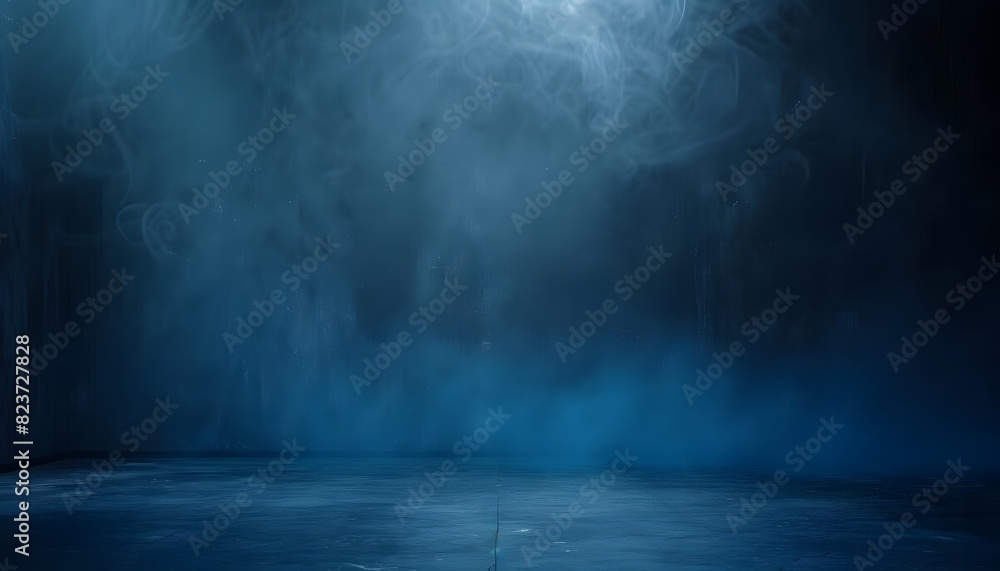 empty dark blue abstract cement wall and studio room with smoke float up the interior texture for display products wall background empty dark blue abstract cement wall and studio room with smoke float up the interior texture for display products wall background