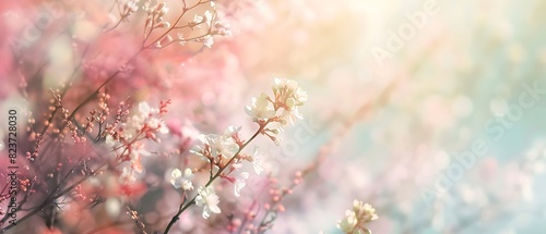 Pastel Blooms of Spring: Dreamy Floral Composition with Copy Space, High Quality Photography