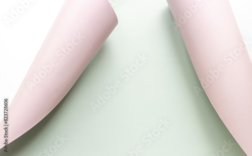 Sheet of paper with curled corners. Space for text,top view. Mock up