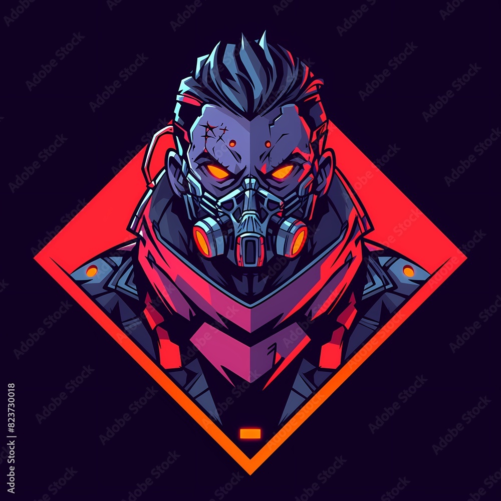 Vector logo style illustration of military soldier character mascot with game concept, e-sport gamer t-shirt design on isolated background