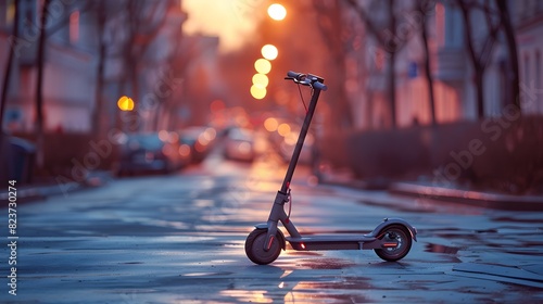 Electric scooter on city street