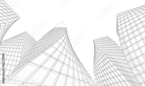 Concept city architecture 3d illustration