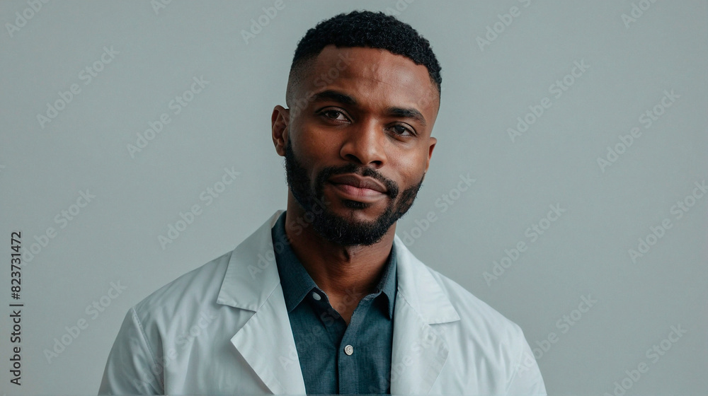 Confident Pharmacist Poses for Camera in Bright Studio Portrait