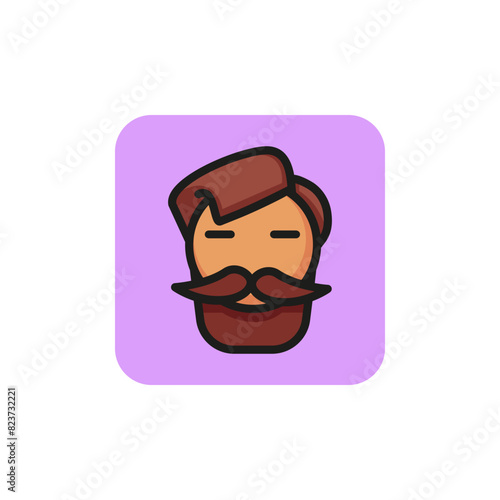 Hipster line icon. Male face, moustache, beard. People concept. Can be used for topics like fashion, geek culture, trends.
