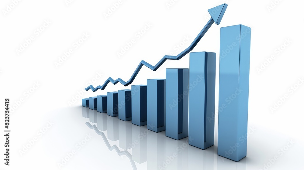 Isolated bar graph featuring higher bars with an upward arrow, white background, financial success, stock photo, high resolution Isolated bar graph featuring higher bars with an upward arrow, white background, financial success, stock photo, high resolution