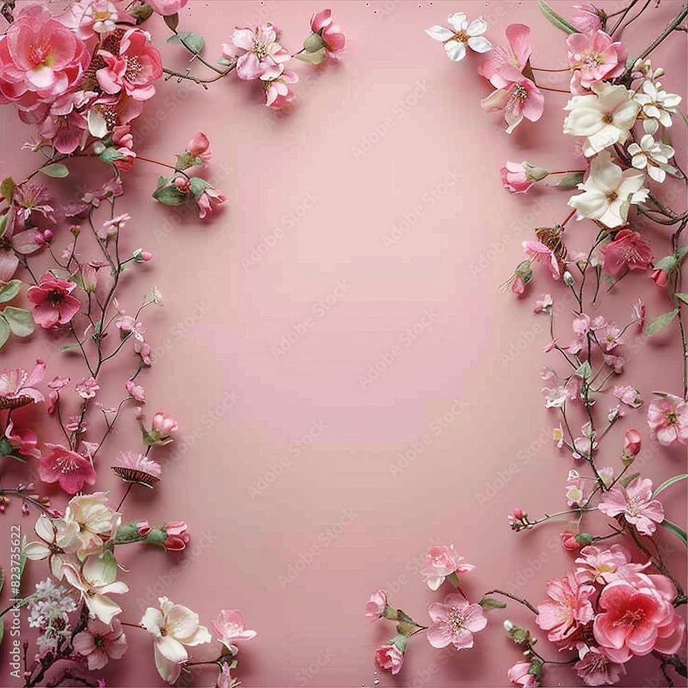 Obraz premium Pink flower frame background for mother's day , friendship day