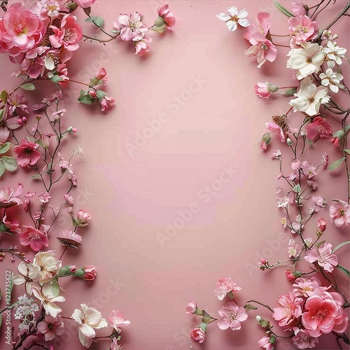 Pink flower frame background for mother's day , friendship day