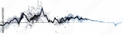 Graph featuring multiple lines all moving downward, isolated, white background, business loss, highquality image photo