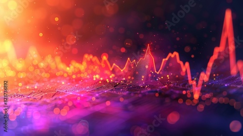 Line graph with descending trend on a dynamic, colorful background, economic decline, highquality stock photo photo