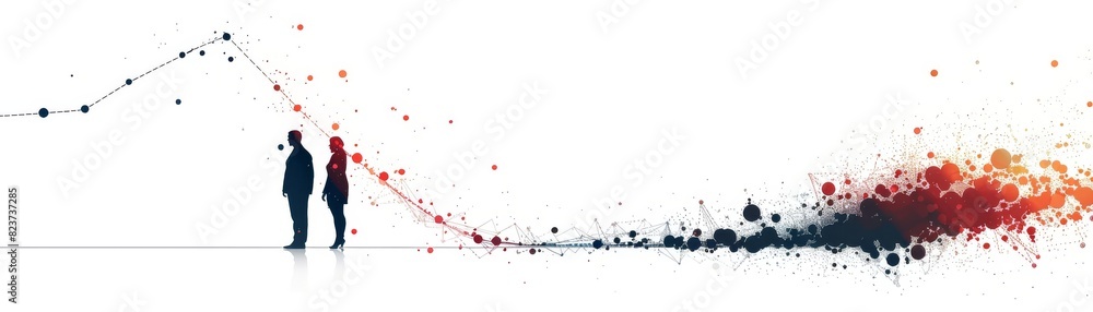 Graph featuring small company icons getting smaller along the trend line, isolated, white background, business loss, highquality image Graph featuring small company icons getting smaller along the trend line, isolated, white background, business loss, highquality image