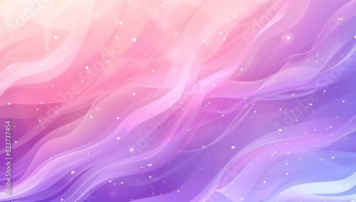 Pastel gradient background with flowing waves of pink, purple and blue colors and sparkling dots. Ideal for wallpapers, web backgrounds and digital art