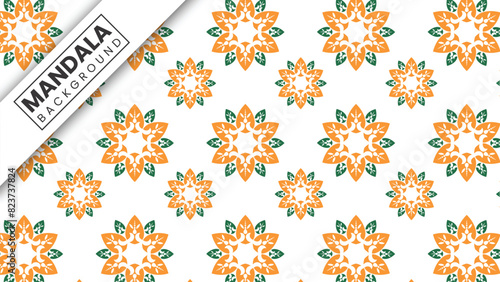 Mandala flowers seamless vector pattern. (ID: 823737824)
