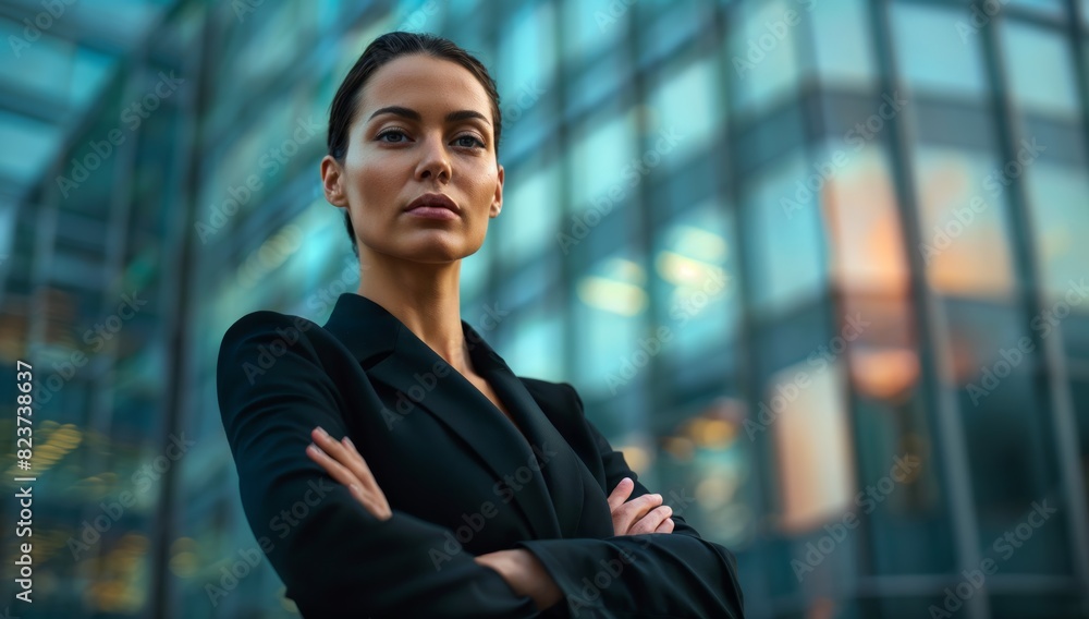 Poised female leader taking charge of a situation, her unwavering authority evident in her bearing Poised female leader taking charge of a situation, her unwavering authority evident in her bearing