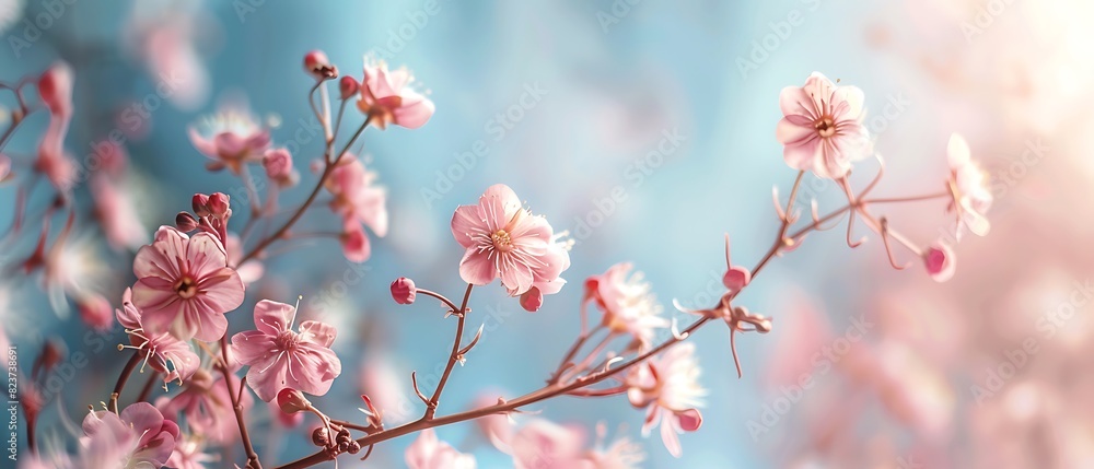 Serene Spring Blossoms in Pastel Hues with Ample Copy Space, High Quality Photography for Design Needs