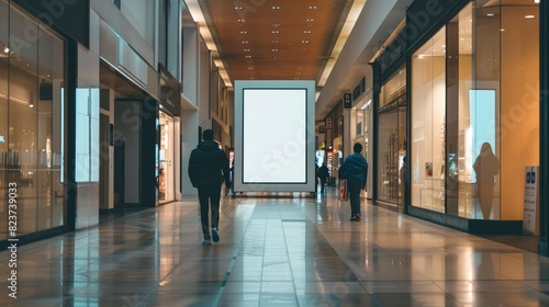 Blank space billboard advertising in shopping mall, Concept of marketing communication to promote or sell idea