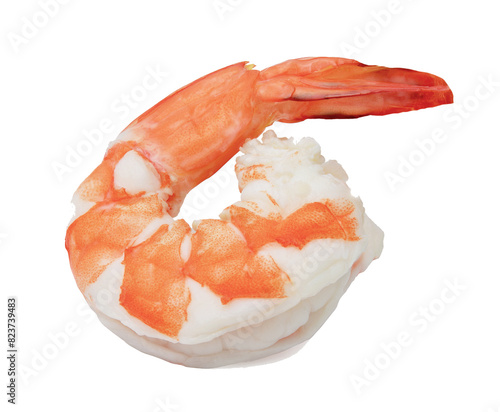 A Large Cooked Shrimp Isolated Over a White Background