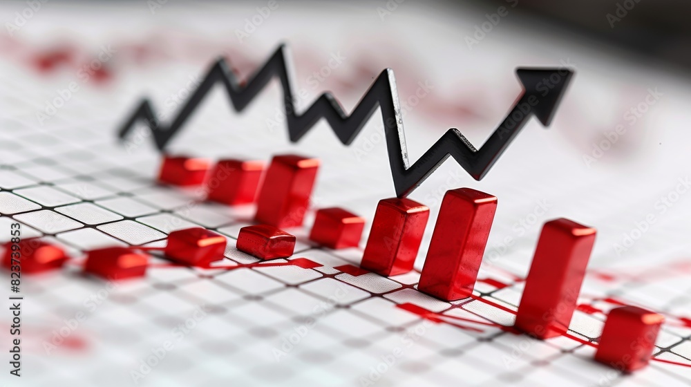 Graph with black downwardpointing arrow on a line graph, isolated, white background, economic recession, highquality stock photo Graph with black downwardpointing arrow on a line graph, isolated, white background, economic recession, highquality stock photo