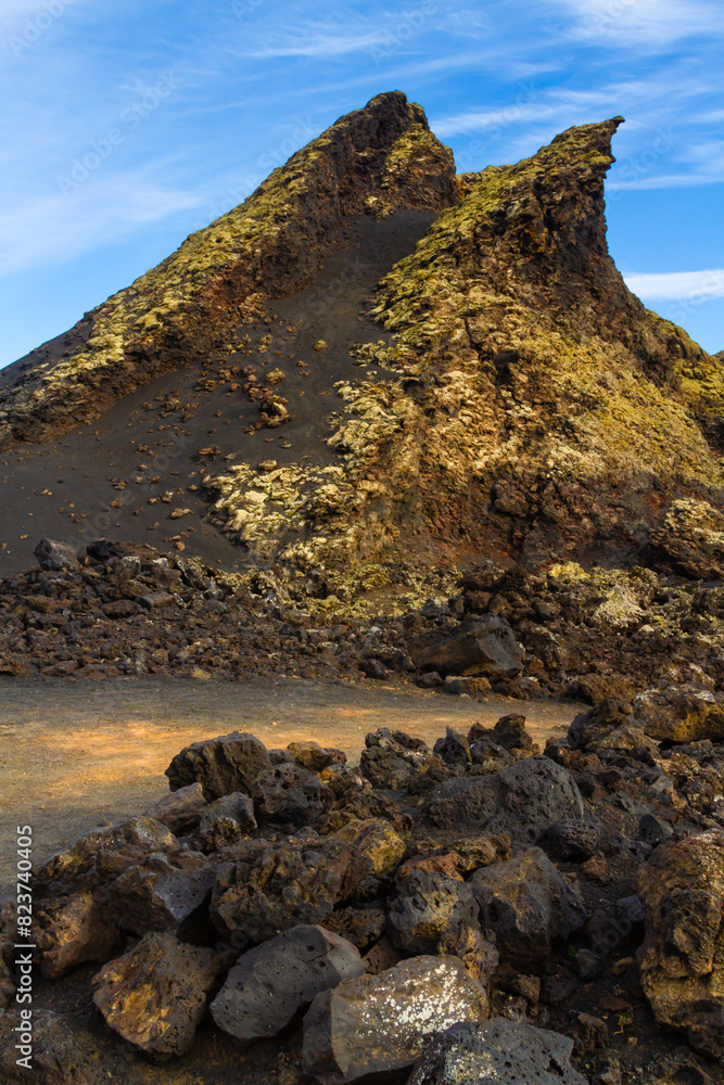 Cuervo volcano (Caldera de los Cuervos). Lanzarote, Canary Islands, Spain, Europe