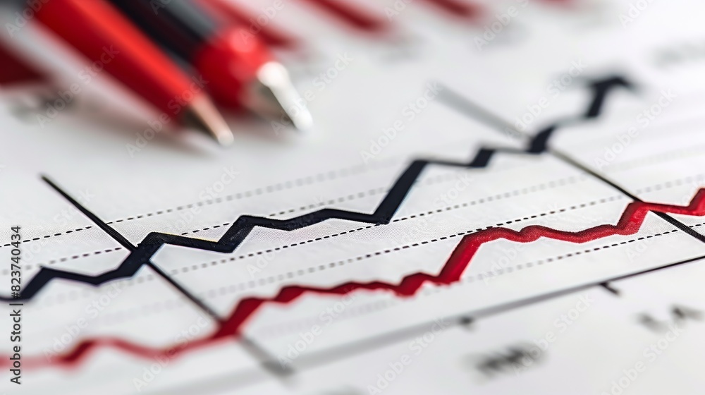 Graph with black downwardpointing arrow on a line graph, isolated, white background, economic recession, highquality stock photo Graph with black downwardpointing arrow on a line graph, isolated, white background, economic recession, highquality stock photo