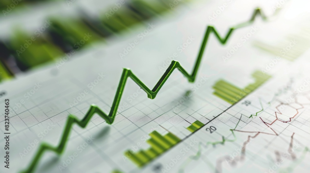 Line graph featuring a green arrow moving upwards, isolated, white background, financial progress, highquality image Line graph featuring a green arrow moving upwards, isolated, white background, financial progress, highquality image