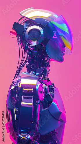A robot with a face and a helmet. LBGTQ people pride symbol