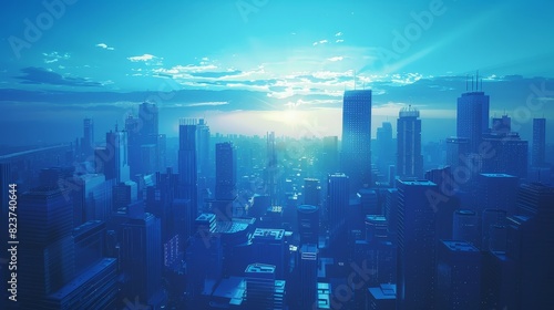The AI-generated photo shows a beautiful cityscape with a blue tint. The candidate safety ratings are disabled, so the AI cannot rate the safety of the image. photo