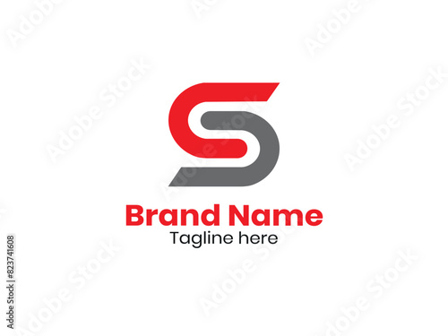 S letter logo alphabet icon design in red grey for company and business