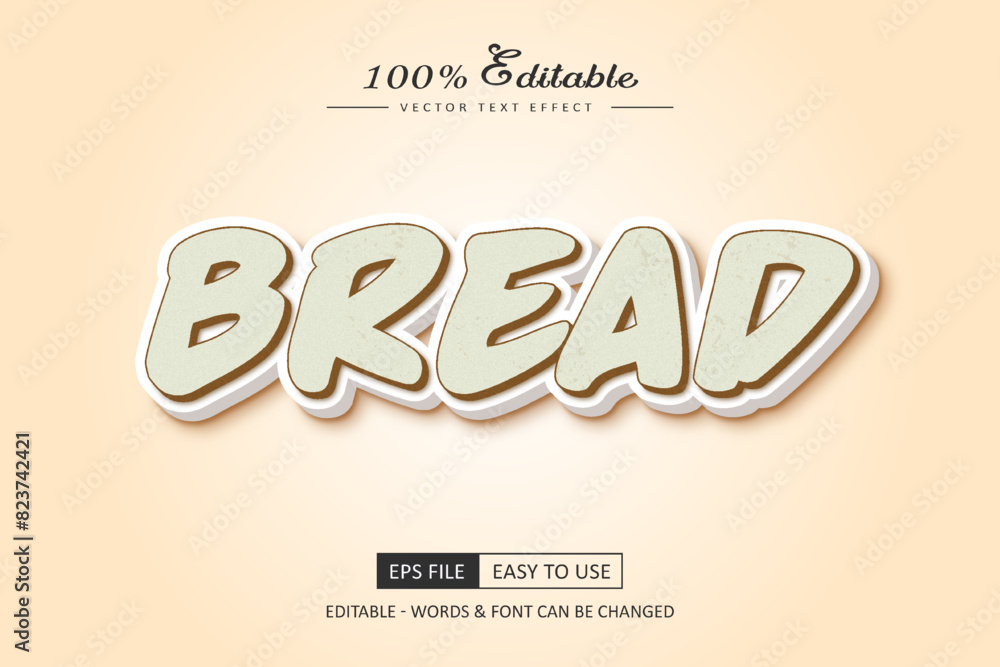 Bread style editable 3d text effect