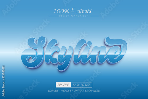 Skyline bold blue sky 3d editable text effect