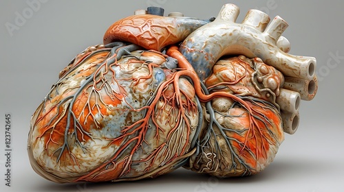 Crosssectional cardiology view of heart highlighting the myocardial layers and ventricular structure photo