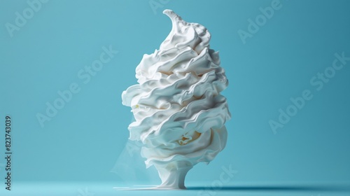 Creamy Ricotta Tornado Tower on Clean Blue Background - Realistic Food Photography
