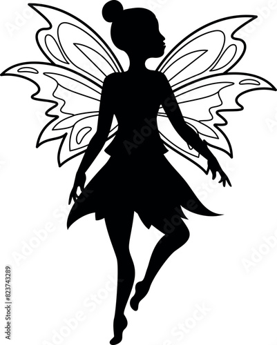 Fairy silhouette. Enchanting fairy vector figures. Vector illustration