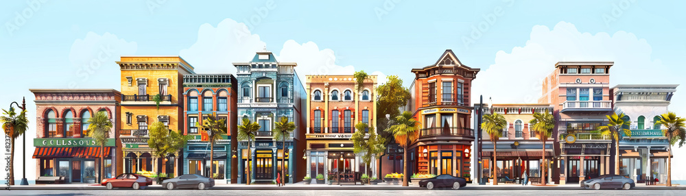 Fototapeta premium Historic Districts: Focus on historic districts, heritage buildings, and preserved landmarks, showcasing the city's architectural history and cultural heritage