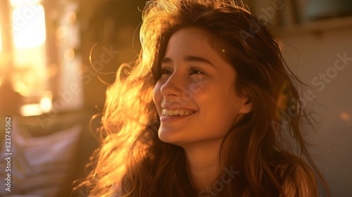 A Woman's Radiant Sunset Smile