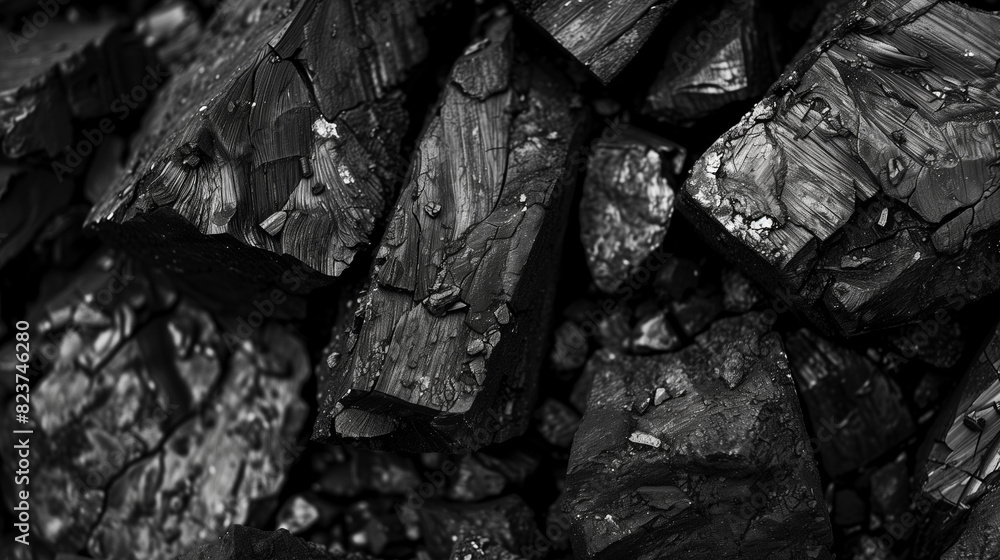 A close-up of the coal shows the wealth of textures and structures that distinguish this raw material. A close-up of the coal shows the wealth of textures and structures that distinguish this raw material.