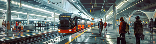 Public Transit Hubs: Focus on public transit hubs, bus terminals, and train stations, showcasing the city's efficient transportation system and connectivity photo