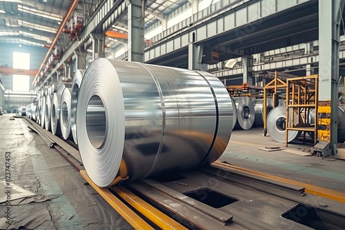 a large roll of steel in a factory
