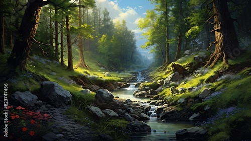 Nature beauty in forest landscape rural scene summer