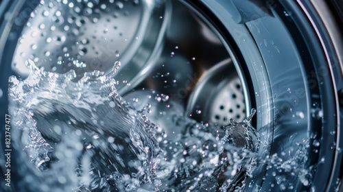 Dynamic Water Splash in Washing Machine