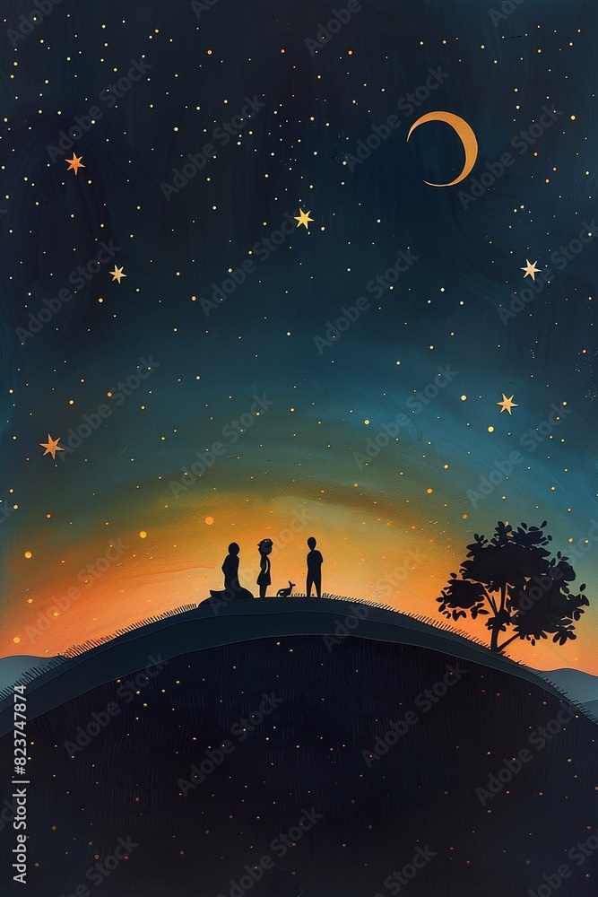 Naklejka premium A group of friends rendered in a charming paper cut style. the warmth and camaraderie of friendship, for greeting cards, posters, or social media, Vector illustration.