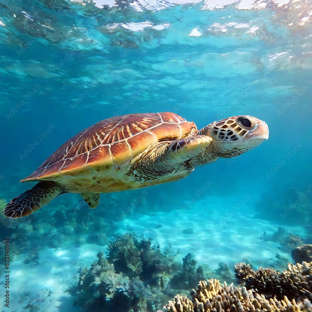 Obraz premium sea turtle swimming