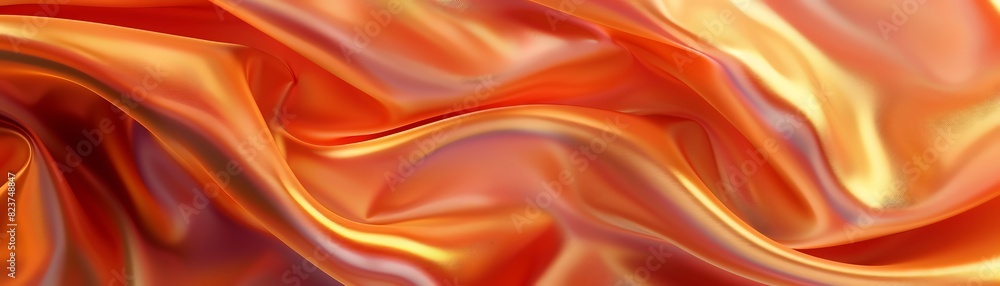 Close-up of a luxurious, flowing orange satin fabric with a subtle sheen. Close-up of a luxurious, flowing orange satin fabric with a subtle sheen.