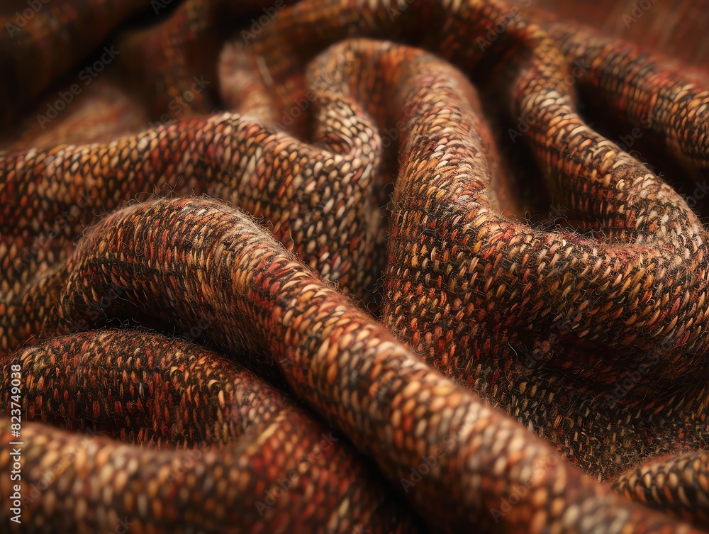 Close-up of textured brown fabric with subtle color variations. Close-up of textured brown fabric with subtle color variations.
