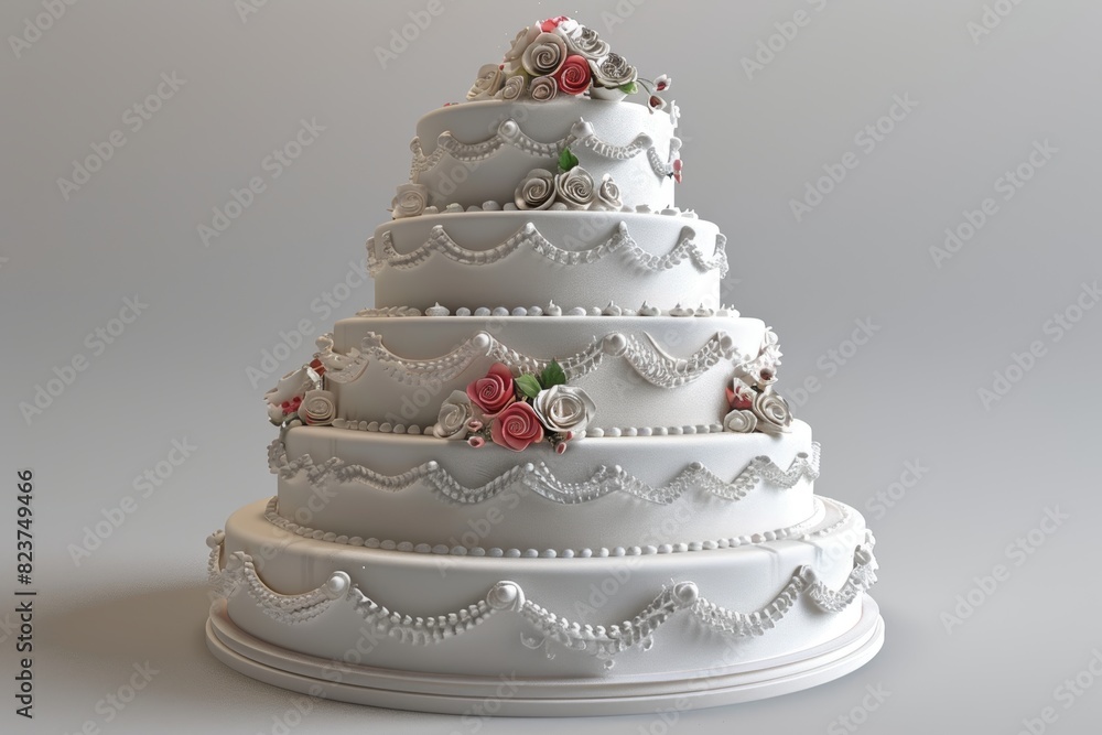 Realistic 3D Model of a Wedding Cake with Customizable Features - Virtual Design and Decoration Realistic 3D Model of a Wedding Cake with Customizable Features - Virtual Design and Decoration