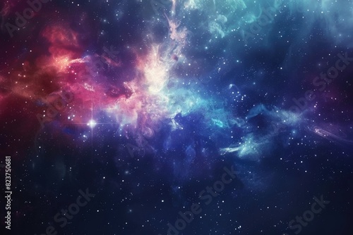 Bright Type. Interstellar Nebula Space Background with Galaxy  Stars  and Cosmic Gas