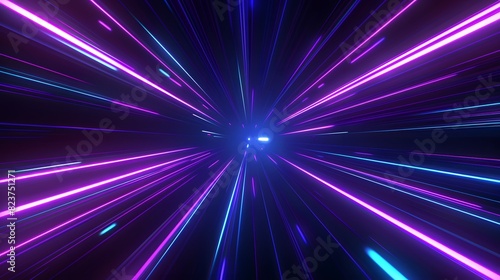 Dynamic 3D illustration depicting a luminous line moving rapidly through a darkened space environment