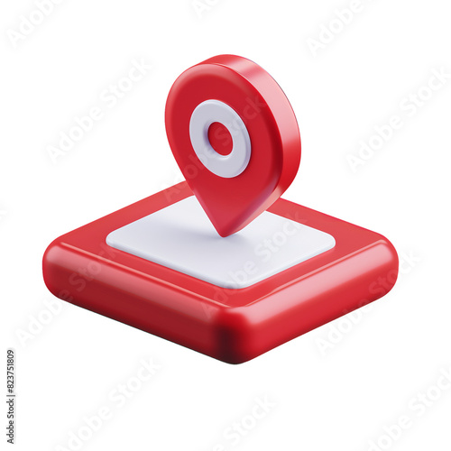 3d Geo cache icon, red and white color palette isolated on transparent background