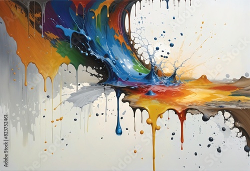 Abstract Splashes and Drips Artistic Illustration