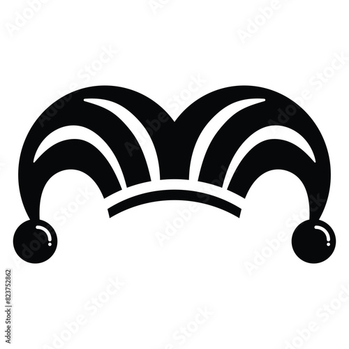 Jester hat vector icon. Joker hat black silhouette. Carnival or clown or Mardi Gras hat. Symbol, logo illustration.