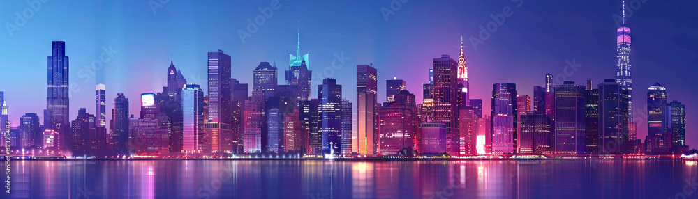 Fototapeta premium City Skylines: Close-up of city skylines, skyscrapers, and urban landmarks, highlighting the city's iconic architecture and skyline views